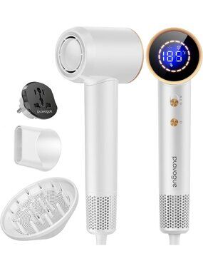 High-Speed Dual Voltage Travel Hair Dryer with Diffuser - Fast Drying